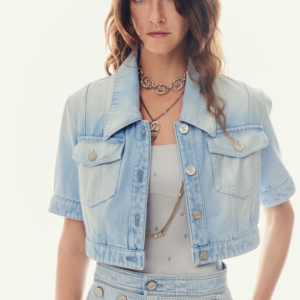 2024 CHANEL Light Blue Denim Jacket coco beach so 40